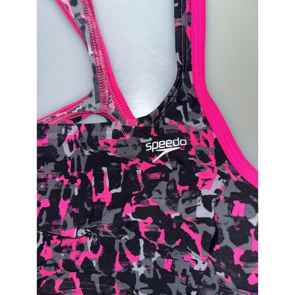 Speedo Endurance Lite Women’s Racerback Sports Bra Crop Top Sz 10 Multicolor NWT - Picture 2 of 5